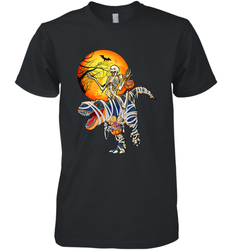 Skeleton Riding T Rex Funny Halloween Men's Premium T-Shirt
