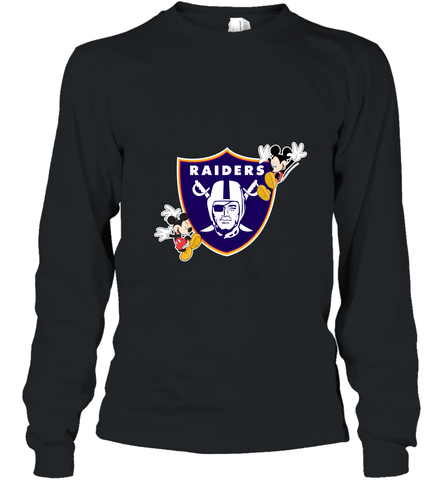 Nfl Oakland Raiders Champion Mickey Mouse Long Sleeve T-Shirt Long Sleeve T-Shirt / Black / S Long Sleeve T-Shirt - HHHstores