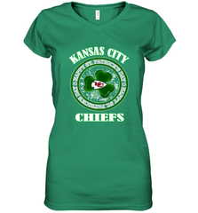 NFL Kansas City Chiefs Logo Happy St Patrick's Day Women's V-Neck T-Shirt Women's V-Neck T-Shirt - HHHstores