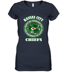 NFL Kansas City Chiefs Logo Happy St Patrick's Day Women's V-Neck T-Shirt