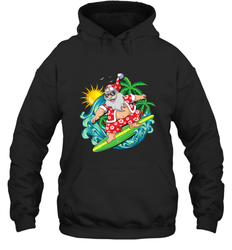 Christmas in July Santa Claus Hawaiian Surfing Gift Surf Hooded Sweatshirt