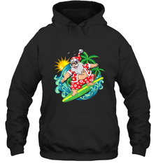 Christmas in July Santa Claus Hawaiian Surfing Gift Surf Hooded Sweatshirt Hooded Sweatshirt - HHHstores