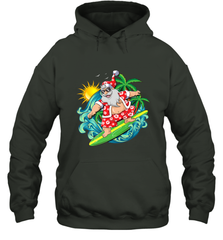 Christmas in July Santa Claus Hawaiian Surfing Gift Surf Hooded Sweatshirt Hooded Sweatshirt - HHHstores