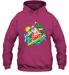 Christmas in July Santa Claus Hawaiian Surfing Gift Surf Hooded Sweatshirt Hooded Sweatshirt - HHHstores