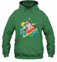 Christmas in July Santa Claus Hawaiian Surfing Gift Surf Hooded Sweatshirt Hooded Sweatshirt - HHHstores