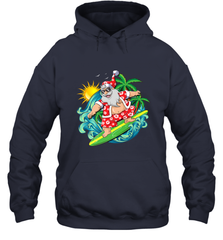 Christmas in July Santa Claus Hawaiian Surfing Gift Surf Hooded Sweatshirt Hooded Sweatshirt - HHHstores