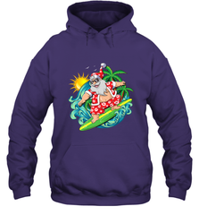 Christmas in July Santa Claus Hawaiian Surfing Gift Surf Hooded Sweatshirt Hooded Sweatshirt - HHHstores