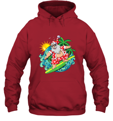 Christmas in July Santa Claus Hawaiian Surfing Gift Surf Hooded Sweatshirt Hooded Sweatshirt - HHHstores