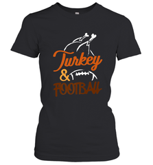 Turkey And Football Thanksgiving Day Football Fan Holiday Women's T-Shirt Women's T-Shirt - HHHstores