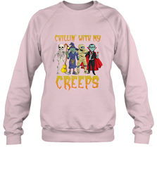 Chillin With My Creeps Vampire Halloween Skeleton Witch Crewneck Sweatshirt Crewneck Sweatshirt - HHHstores