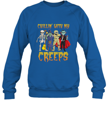 Chillin With My Creeps Vampire Halloween Skeleton Witch Crewneck Sweatshirt Crewneck Sweatshirt - HHHstores