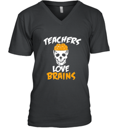 Teachers Love Brains funny Halloween Zombie Men's V-Neck