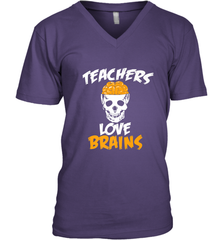Teachers Love Brains funny Halloween Zombie Men's V-Neck Men's V-Neck - HHHstores