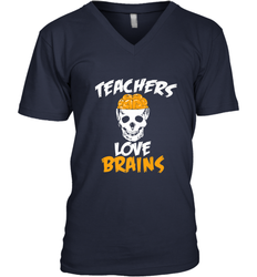 Teachers Love Brains funny Halloween Zombie Men's V-Neck