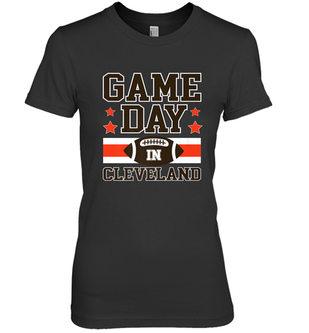 NFL Cleveland Game Day Football Home Team Colors Women's Premium T-Shirt Women's Premium T-Shirt / Black / XS Women's Premium T-Shirt - HHHstores