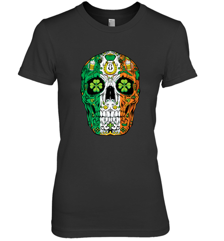 Sugar Skull Leprechaun T Shirt St Patricks Day Women Men Tee Women's Premium T-Shirt Women's Premium T-Shirt / Black / XS Women's Premium T-Shirt - HHHstores