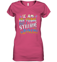 Special Needs NonVerbal Autism Awesome Women's V-Neck T-Shirt Women's V-Neck T-Shirt - HHHstores
