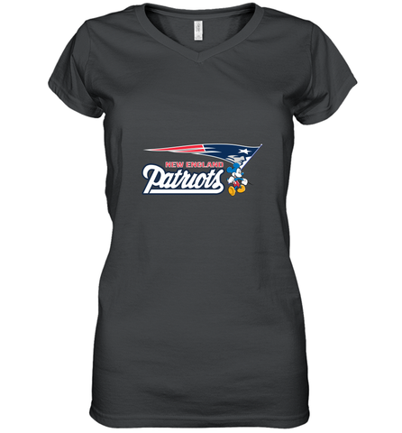 Nfl New England Patriots Champion Mickey Mouse Team Women's V-Neck T-Shirt Women's V-Neck T-Shirt / Black / S Women's V-Neck T-Shirt - HHHstores
