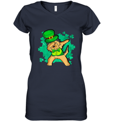 Dabbing Irish Terrier Dog Leprechaun St Patricks Day Ireland Women's V-Neck T-Shirt