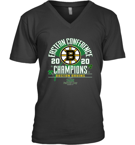 NHL ST PATRICK'S DAY Boston Bruins Fanatics 2020 Eastern Conference Champions Defensive Zone Men's V-Neck Men's V-Neck / Black / S Men's V-Neck - HHHstores