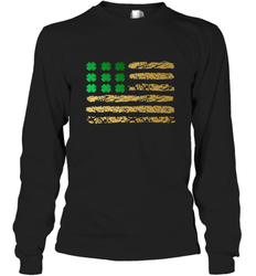 American Flag Green Shamrock Shirt St Patricks Day Long Sleeve T-Shirt