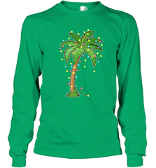 Christmas Lights Palm Tree Beach Funny Tropical Xmas Gift Long Sleeve T-Shirt Long Sleeve T-Shirt - HHHstores