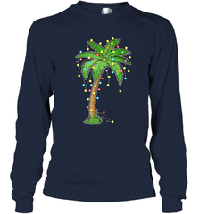 Christmas Lights Palm Tree Beach Funny Tropical Xmas Gift Long Sleeve T-Shirt Long Sleeve T-Shirt - HHHstores