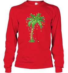 Christmas Lights Palm Tree Beach Funny Tropical Xmas Gift Long Sleeve T-Shirt Long Sleeve T-Shirt - HHHstores