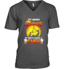 Womens My Broom Broke So Now I Become A Chef Halloween Witch Men's V-Neck Men's V-Neck - HHHstores