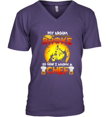 Womens My Broom Broke So Now I Become A Chef Halloween Witch Men's V-Neck Men's V-Neck - HHHstores