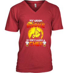 Womens My Broom Broke So Now I Become A Chef Halloween Witch Men's V-Neck Men's V-Neck - HHHstores
