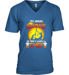 Womens My Broom Broke So Now I Become A Chef Halloween Witch Men's V-Neck Men's V-Neck - HHHstores