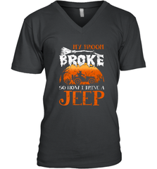 My Broom Broke So Now I Drive A Jeep Funny Witch Halloween Men's V-Neck Men's V-Neck - HHHstores