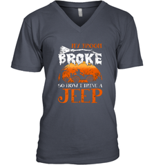 My Broom Broke So Now I Drive A Jeep Funny Witch Halloween Men's V-Neck Men's V-Neck - HHHstores