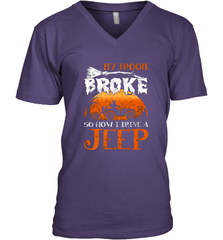 My Broom Broke So Now I Drive A Jeep Funny Witch Halloween Men's V-Neck Men's V-Neck - HHHstores