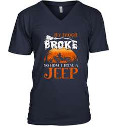 My Broom Broke So Now I Drive A Jeep Funny Witch Halloween Men's V-Neck