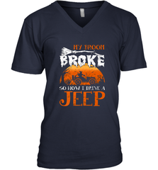 My Broom Broke So Now I Drive A Jeep Funny Witch Halloween Men's V-Neck Men's V-Neck - HHHstores