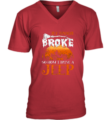 My Broom Broke So Now I Drive A Jeep Funny Witch Halloween Men's V-Neck Men's V-Neck - HHHstores
