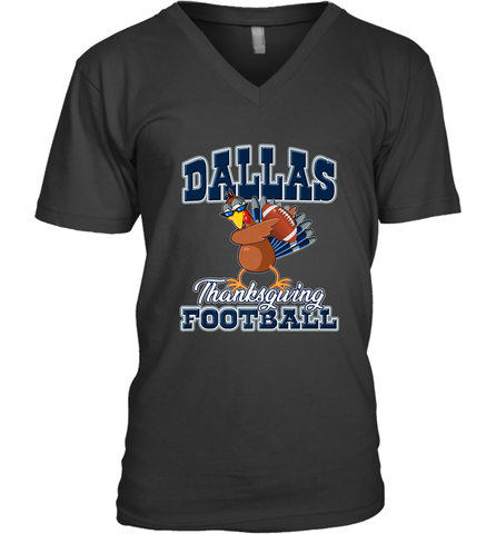 Dallas Thanksgiving Day Funny Turkey Playing Texas Football Premium T Shirt Men's V-Neck Men's V-Neck / Black / S Men's V-Neck - HHHstores