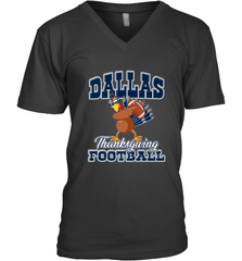 Dallas Thanksgiving Day Funny Turkey Playing Texas Football Premium T Shirt Men's V-Neck Men's V-Neck - HHHstores