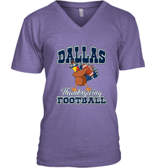 Dallas Thanksgiving Day Funny Turkey Playing Texas Football Premium T Shirt Men's V-Neck Men's V-Neck - HHHstores