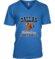 Dallas Thanksgiving Day Funny Turkey Playing Texas Football Premium T Shirt Men's V-Neck Men's V-Neck - HHHstores