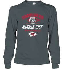 Sundays Are For Jesus and Kansas City Funny Football Long Sleeve T-Shirt Long Sleeve T-Shirt - HHHstores