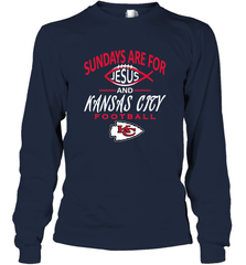 Sundays Are For Jesus and Kansas City Funny Football Long Sleeve T-Shirt Long Sleeve T-Shirt - HHHstores