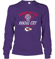 Sundays Are For Jesus and Kansas City Funny Football Long Sleeve T-Shirt Long Sleeve T-Shirt - HHHstores