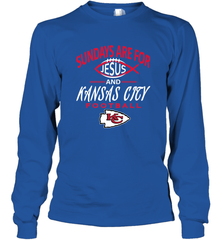 Sundays Are For Jesus and Kansas City Funny Football Long Sleeve T-Shirt Long Sleeve T-Shirt - HHHstores