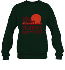 Zombies Hate Fast Food Funny Halloween Crewneck Sweatshirt Crewneck Sweatshirt - HHHstores