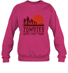 Zombies Hate Fast Food Funny Halloween Crewneck Sweatshirt Crewneck Sweatshirt - HHHstores