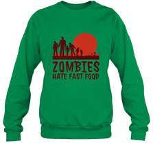 Zombies Hate Fast Food Funny Halloween Crewneck Sweatshirt Crewneck Sweatshirt - HHHstores