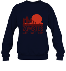 Zombies Hate Fast Food Funny Halloween Crewneck Sweatshirt